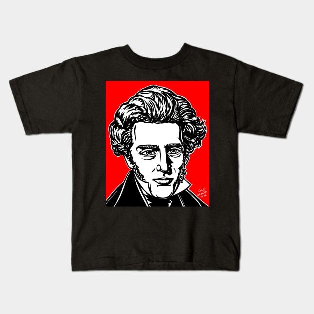 SOREN KIERKEGAARD ink and acrylic portrait Kids T-Shirt by lautir